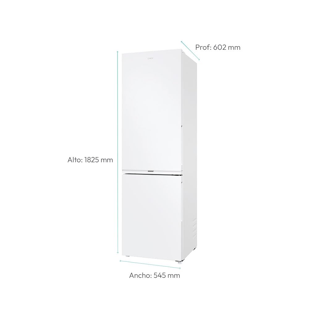 Candy City Fresco 300 CNCQ2T518EW, Frigorífico Combi, 280L, Ancho 55cm, Altura 182cm, Total No Frost Circle+, Cajón Verdulero, Control Interno Digital, Iluminación LED, Puerta Reversible, 37DB, Blanco