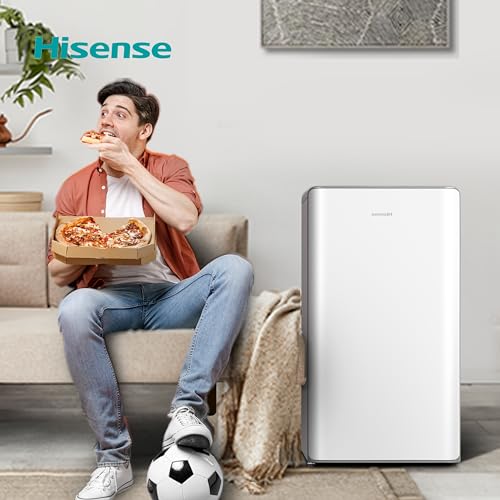 Hisense MUR48082E- Frigorífico Una Puerta, Table Top, Congelador, Class E, Capacidad 82L con 87 cm Alto, Congelador Freeze Zone, Cajón frutas y verduras, Silencioso 36 dBA, Color Blanco