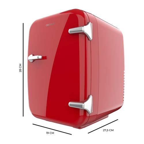 Cecotec Bolero MiniCooling Mini Nevera 4L Roja, 12V-220V, para Coche y Caravana, Función Enfriamiento y Calentamiento, 7-65