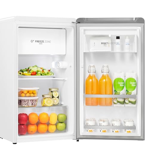 Hisense MUR48082E- Frigorífico Una Puerta, Table Top, Congelador, Class E, Capacidad 82L con 87 cm Alto, Congelador Freeze Zone, Cajón frutas y verduras, Silencioso 36 dBA, Color Blanco