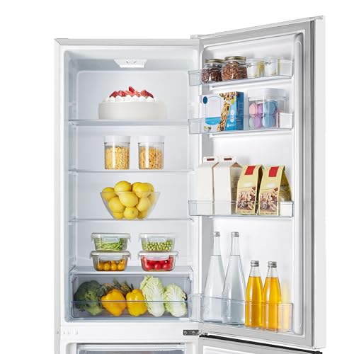 Hisense RB343D4CWE - Frigoríficos Combi, 269L, Clase E, An 55cm x Al 180cm, Apertura de Puertas 90º, Puerta Reversible, Cajón Frutas y Verduras, Iluminación Led, Balconera de Gran Capacidad, Blanco