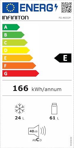 INFINITON | Frigorifico FG-A82I2P | Dos Puertas | Capacidad 85 L | Descongelación DEFROST | Alto 85 Cm | Clase Energética A+ /F | Temperatura Regulable | Color Inox |