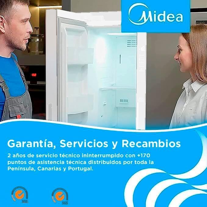 Midea Frigorifico Combi No Frost | 55 cm ancho x 180 cm | Inox | 270L de Capacidad - Nevera Libre Instalación con Congelador Vertical - Refrigerador de Bajo Consumo con Sistema Multi Air Flow