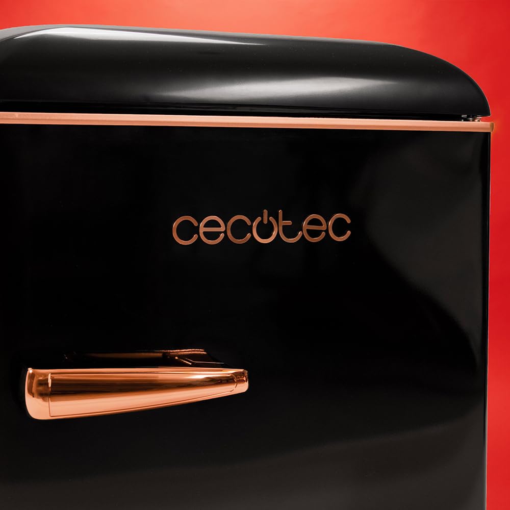 Cecotec Nevera Pequeña Frigorífico 2 Puertas Retro 86L Bolero CoolMarket 2D Origin 86 Black E. 89,3cm de Alto y 48,7cm de Ancho, Clase Energética E, Icebox, Luz Interior y Tirador Cromado, Negro