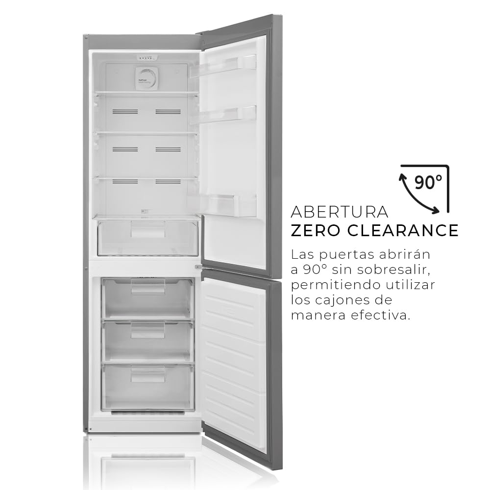 SVAN Frigorífico Combi 2 Puertas Inox SC185602ENFX. Capacidad 295 Litros, No Frost, Multi AirFlow, Puerta Reversible, Bajo Nivel Sonoro, Eficiencia Energética Clase E