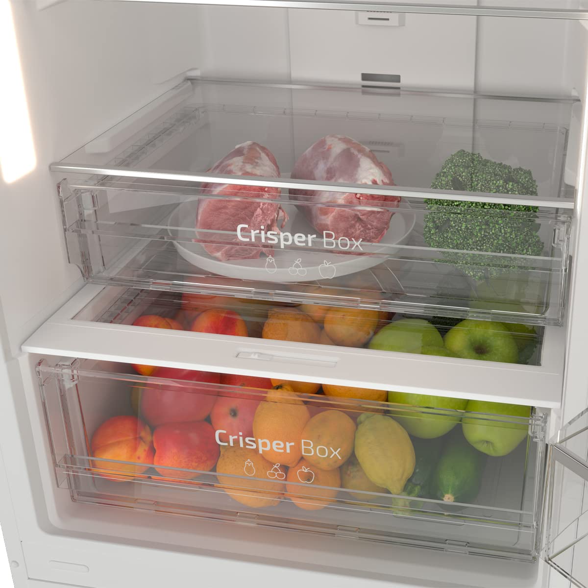 Cecotec Frigorífico Combi 2 Puertas Bolero CoolMarket Combi 322 Inox D. 322 L, Altura 185 y 60 cm de Ancho, Bajo Consumo, Motor Inverter, Sistema Multi Air Flow, Total No frost