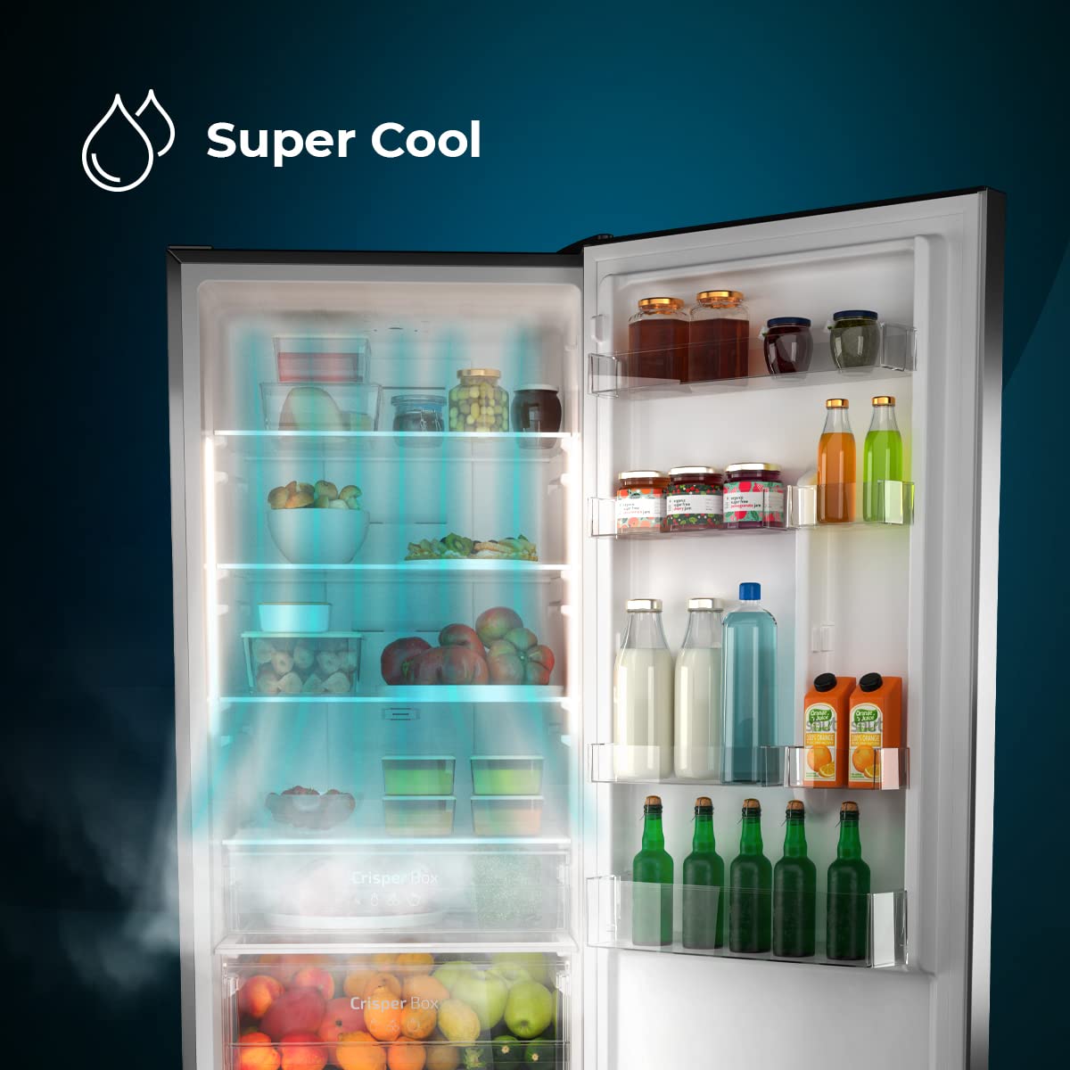 Cecotec Frigorífico Combi 2 Puertas Bolero CoolMarket Combi 322 Inox D. 322 L, Altura 185 y 60 cm de Ancho, Bajo Consumo, Motor Inverter, Sistema Multi Air Flow, Total No frost