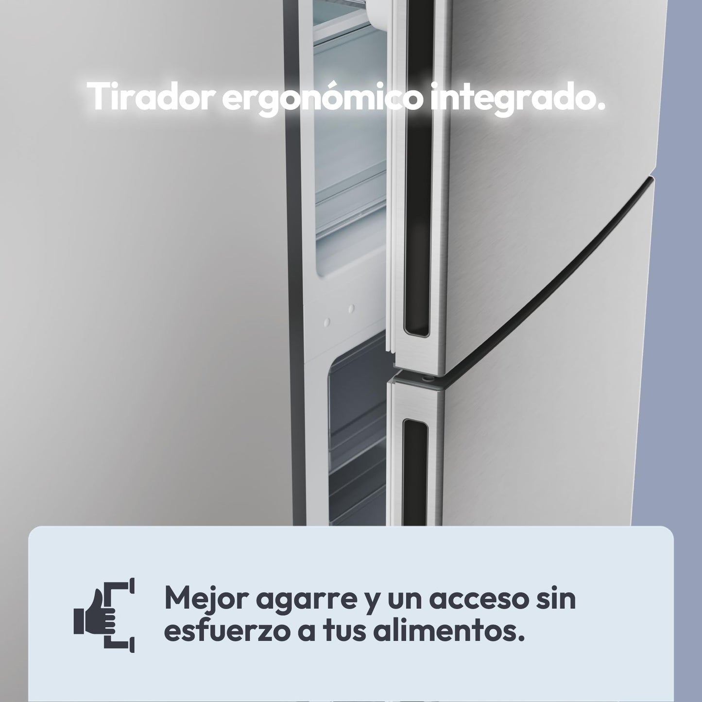 Candy CCT3L517ES, Frigorífico Combi, 55CM, Altura 1,77m, 260L, Low Frost, Función SuperCool, Cajón Verdulero, Control electrónico interno, LED, Puertas Reversibles, 39DB, Silver