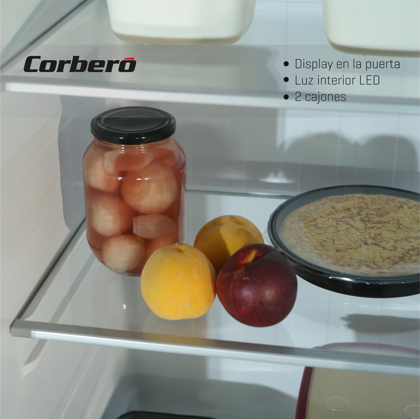 Corbero - Frigorífico Americano CFSBSH634NFW | 442LNo Frost | Inverter | Display en Puerta | Luz LED | 2 Cajones | Función ECO | Estantes de Cristal | Silver Trim | 39 dB | Blanco