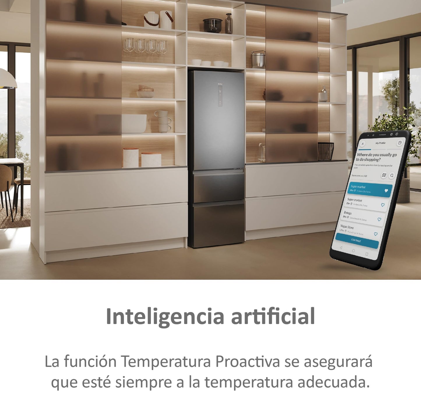 Haier 3D 60 Series 5 HTW5618CNMG - Frigorífico Combi, Cajones Direct Access, Circular AirFlow, WIFI, Tecnología ABT, Motor Inverter, My Zone, Humidity Zone, TotalNoFrost, An 60cm, 360L, Luz LED, Inox