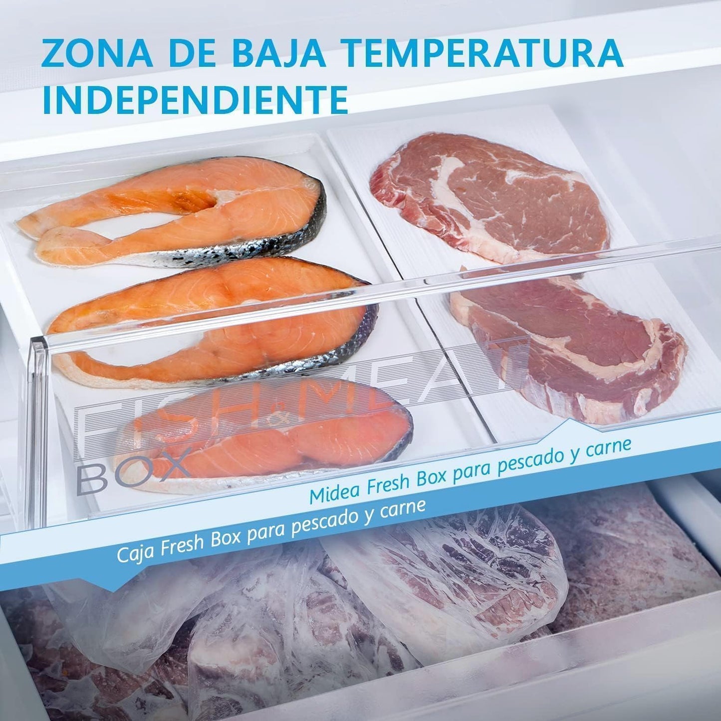 Midea Frigorifico Combi No Frost | 55 cm ancho x 180 cm | Inox | 270L de Capacidad - Nevera Libre Instalación con Congelador Vertical - Refrigerador de Bajo Consumo con Sistema Multi Air Flow