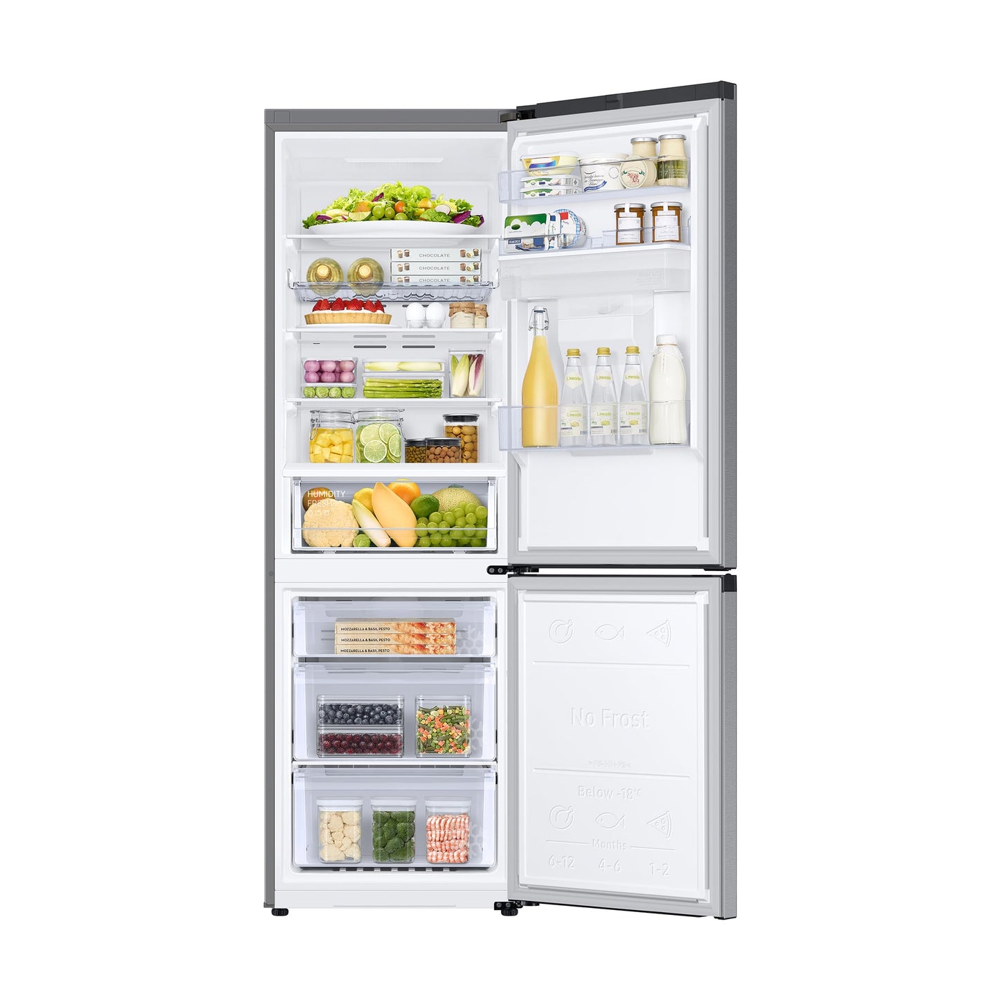 Samsung Frigorífico Combi IA 185.5cm Balda Botellero, Dispensador de agua 341L Clase D Plata RB34C632DSA/EF