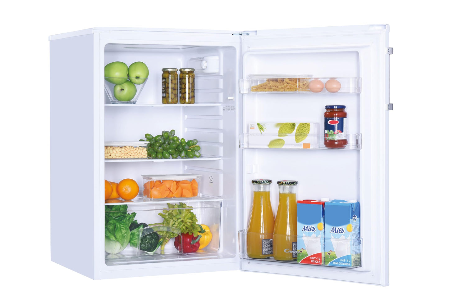 Candy CCTLS 544WHN - Frigorífico Mini, Bajo Encimera, Alto 85cm, Capacidad 125L, Tecnología Estática, Cajón Verdulero, Control Temperatura Mecánico, Iluminación LED, Puerta Reversible, 40DB, Blanco