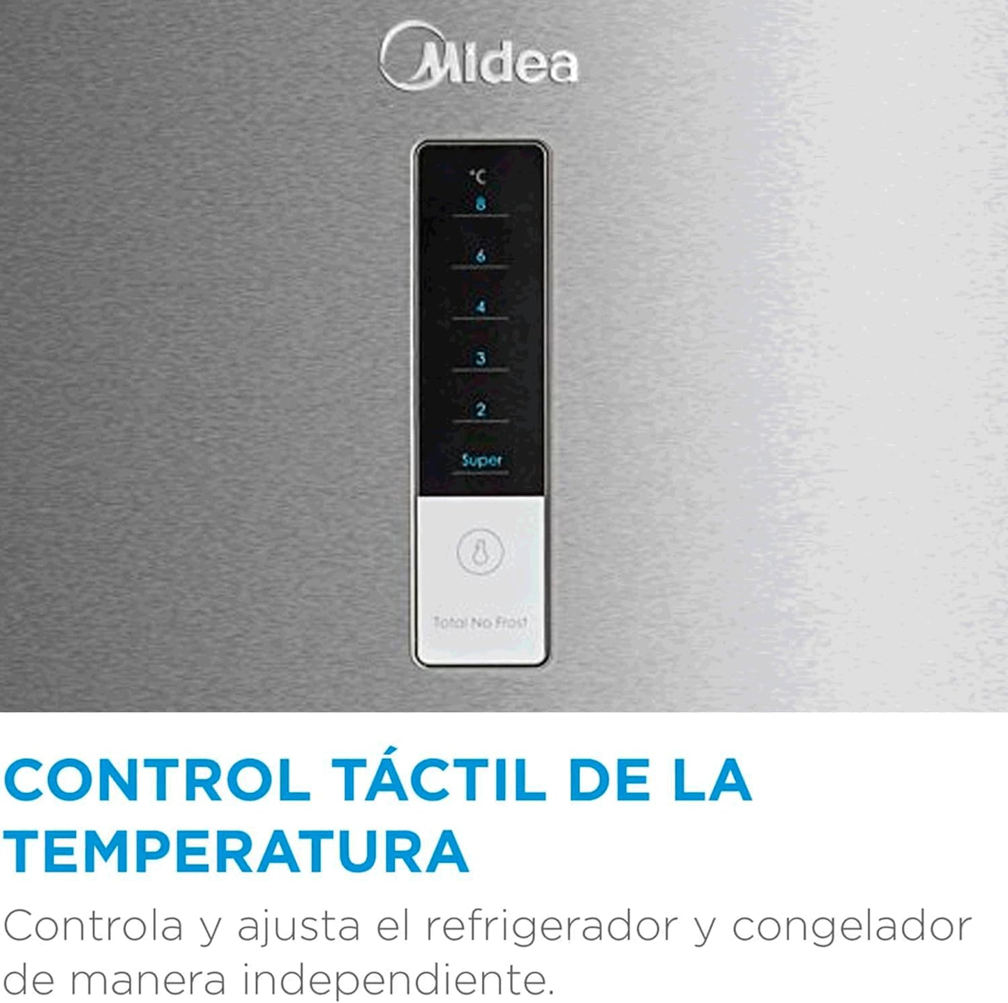 Midea Frigorífico Combi No Frost | 60 cm ancho x 188 alto cm | Inox | Nevera libre instalación 224 L + 86 L Congelador - Refrigerador de bajo consumo con congelador vertical