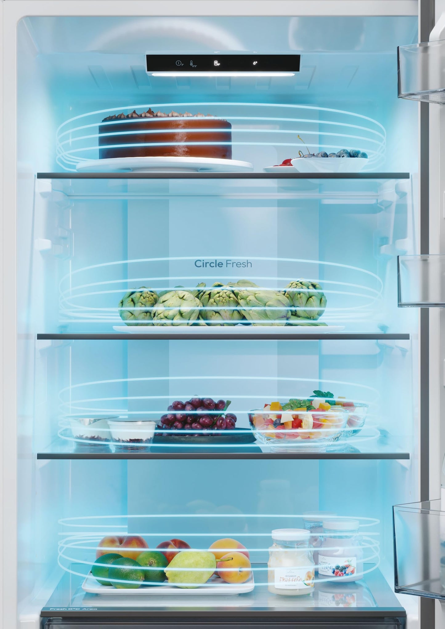 Candy Fresco 300 CNCQ2T618EW Frigorífico Combi, Capacidad 355L, Total No Frost Circle+, Cajón Verdulero, Control Electrónico de temperatura, 60x185cm, Iluminación LED, Puerta Reversible 38DB, Blanco