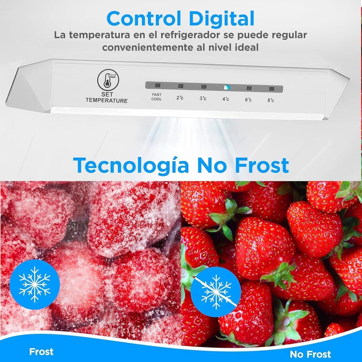 Midea Frigorifico Combi No Frost | 55 cm ancho x 180 cm | Inox | 270L de Capacidad - Nevera Libre Instalación con Congelador Vertical - Refrigerador de Bajo Consumo con Sistema Multi Air Flow