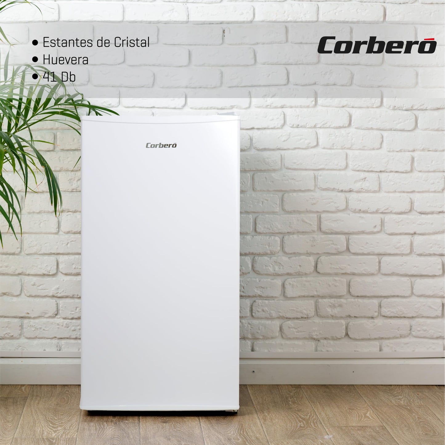Corberó - Frigorífico 1 Puerta | CF1PM8024 | 80L | Congelador 12L | Crisper | Descongelación Manual | 4 Estrellas | Estantes de Cristal | 41 Db | Inox