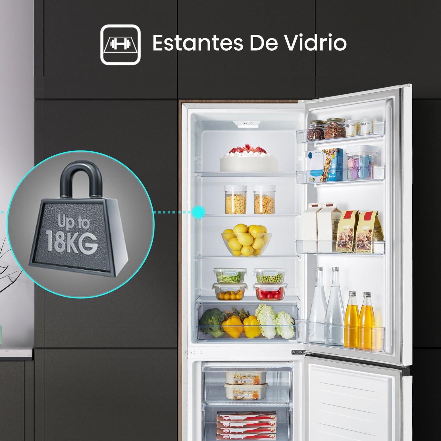 Hisense RB343D4CWE - Frigoríficos Combi, 269L, Clase E, An 55cm x Al 180cm, Apertura de Puertas 90º, Puerta Reversible, Cajón Frutas y Verduras, Iluminación Led, Balconera de Gran Capacidad, Blanco