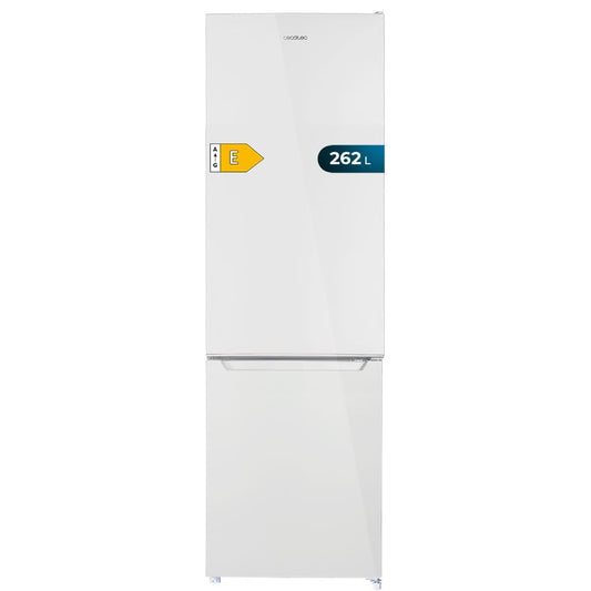 Cecotec Frigorífico Combi 2 Puertas de 262 Litros Bolero CoolMarket Combi 262 White E. 176 cm de Alto y 54 cm de Ancho, Bajo Consumo, LED Interior, Bandejas de Cristal y Control Electrónico