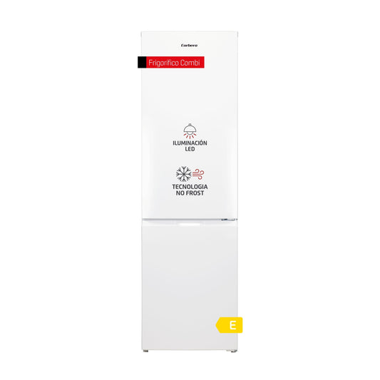 Corbero - Frigorífico Combi No Frost | CCH18024X | 253L | 60x54,5x181 | Luz LED | Crisper | Estantes de Cristal | 40 Db | Blanco