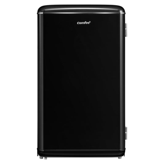 Comfee' RCD93BL2EURT(E) Refrigerador Bajo Encimera, 93L, Refrigerador Retro Independiente con Compartimento Enfriador, Termostatos Ajustables, Luz LED, Negro