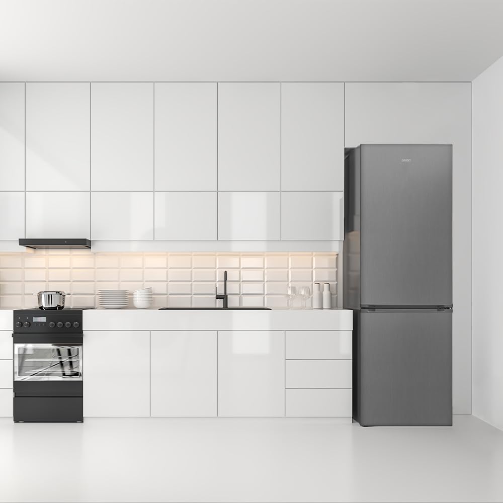 SVAN Frigorífico Combi 2 Puertas Inox SC185602ENFX. Capacidad 295 Litros, No Frost, Multi AirFlow, Puerta Reversible, Bajo Nivel Sonoro, Eficiencia Energética Clase E