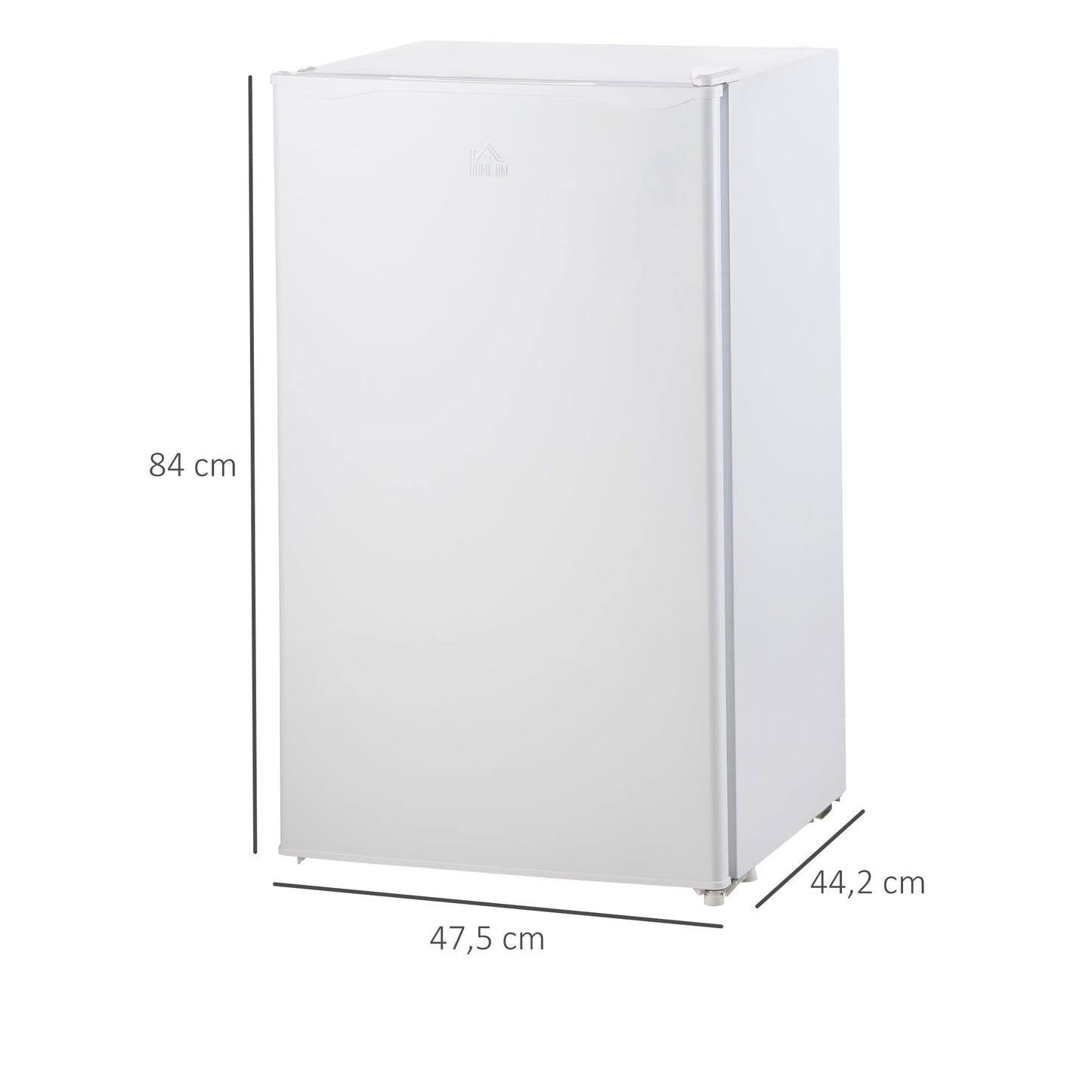 HOMCOM Mini Refrigerador 91L Nevera Pequeña Silencioso con Estante Ajustable Compartimento Congelador y Control de Temperatura Mecánico 47,5x44.2x84 cm Blanco