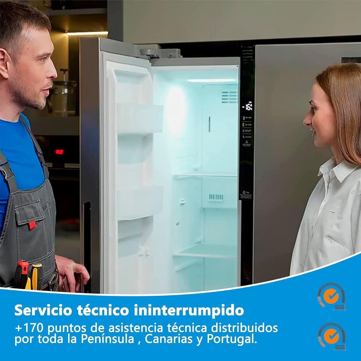 Midea Frigorífico Combi No Frost | 60 cm ancho x 188 alto cm | Inox | Nevera libre instalación 224 L + 86 L Congelador - Refrigerador de bajo consumo con congelador vertical