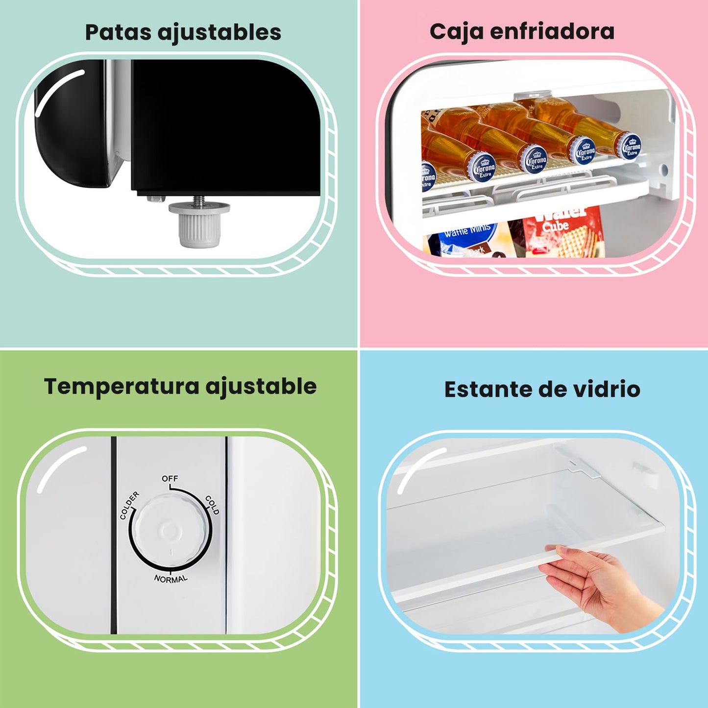 Comfee' RCD93BL2EURT(E) Refrigerador Bajo Encimera, 93L, Refrigerador Retro Independiente con Compartimento Enfriador, Termostatos Ajustables, Luz LED, Negro